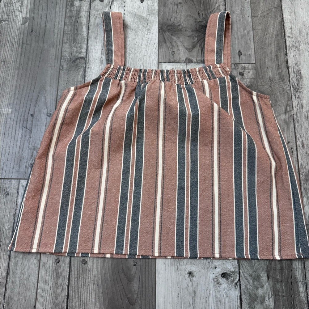 Evereve Striped Slub Boho Tank Sleeveless Top Neutral Medium - Picture 5 of 5